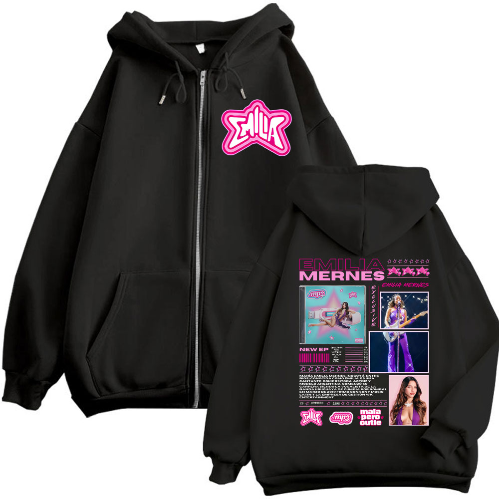 Mens Fashion Zip Up Hoodies - Emilia Mernes MP3 Album Merch Zipper