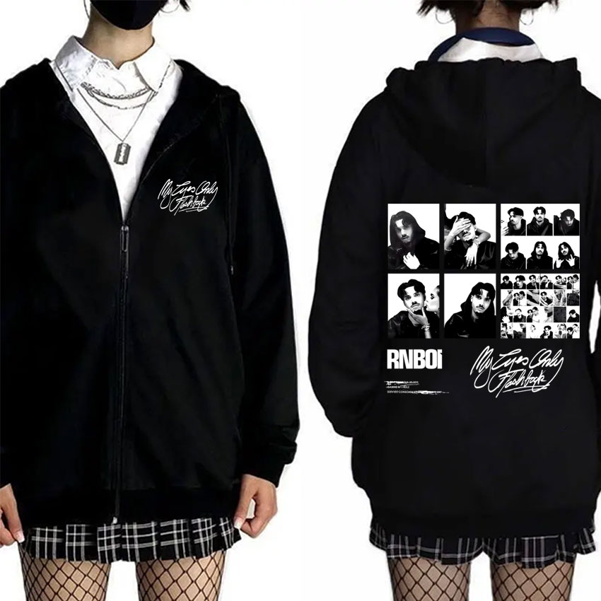 Mens Fashion Zip Up Hoodies - Rapper RnBoi My Eyes Only Flashback