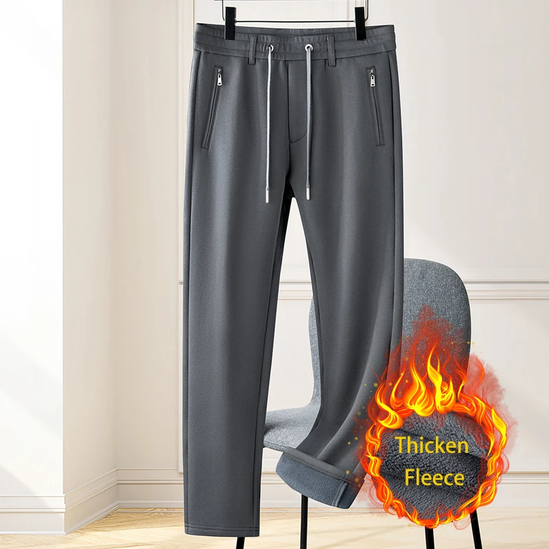 Mens Fashion Dark Grey Pants - Sweat Pants Men Fleece Autumn Winter