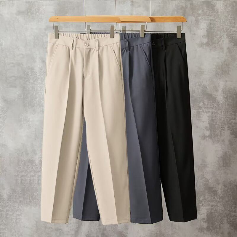 Mens Fashion Dark Grey Pants - Fashion Men Baggy Concise Ankle Length