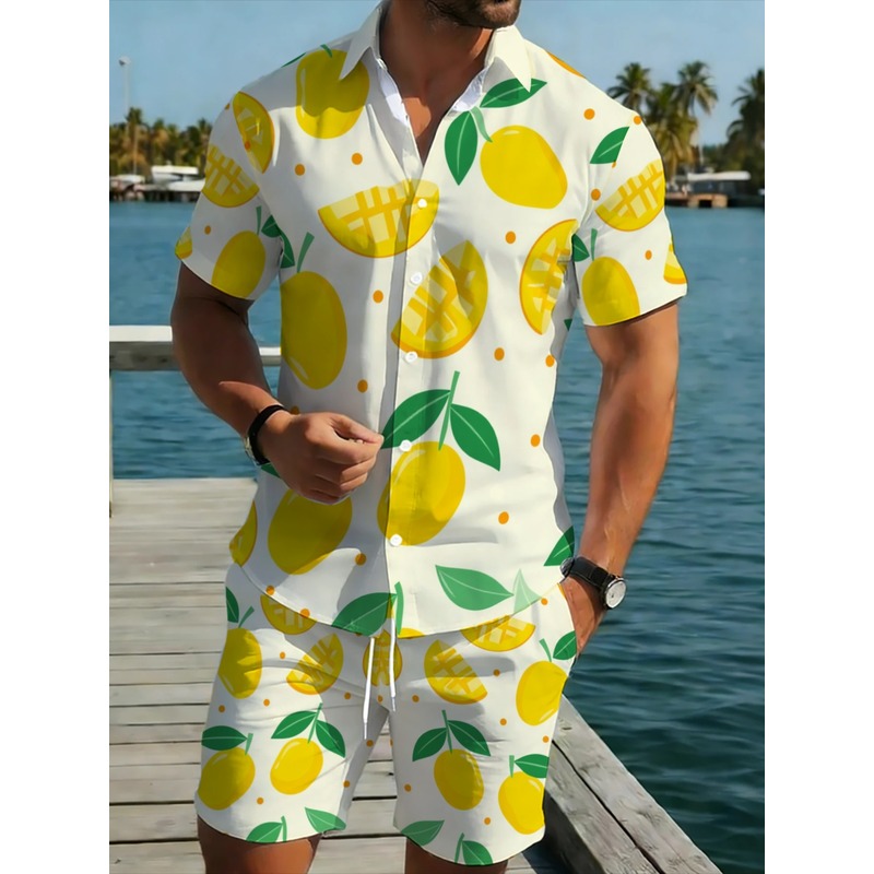 Linen Shirt Summer - Men Linen Print Short Sleeve Shirt