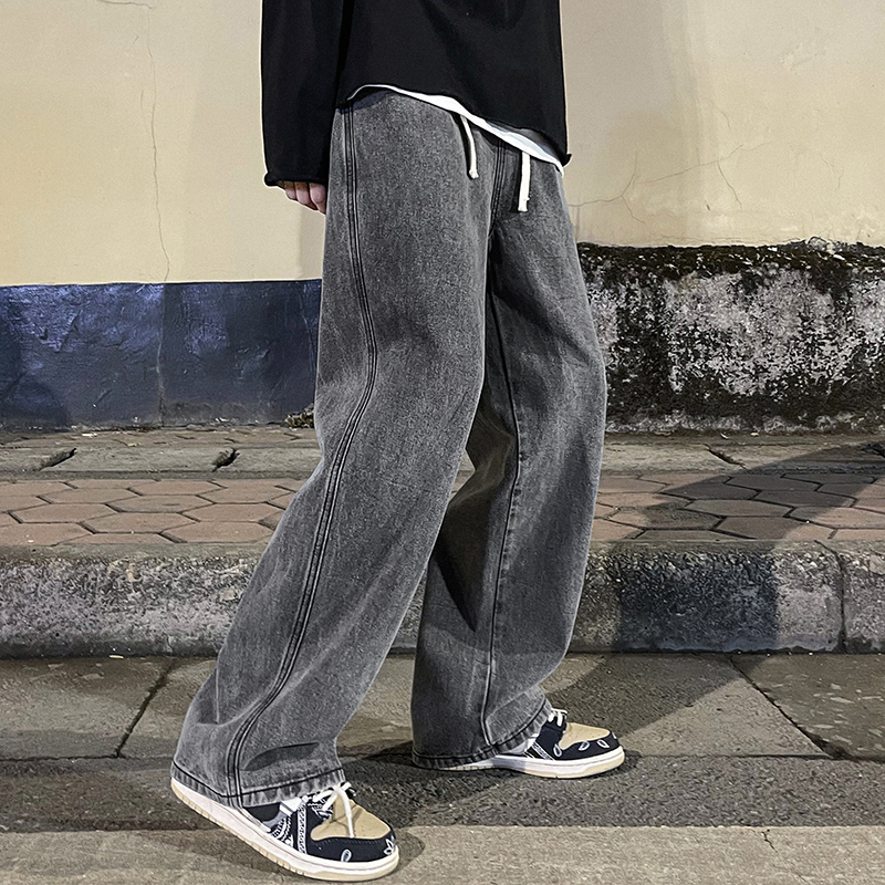 Korean Fashion Men's Baggy Jea - Men'S Fashion Grey Jeans 评论和价格