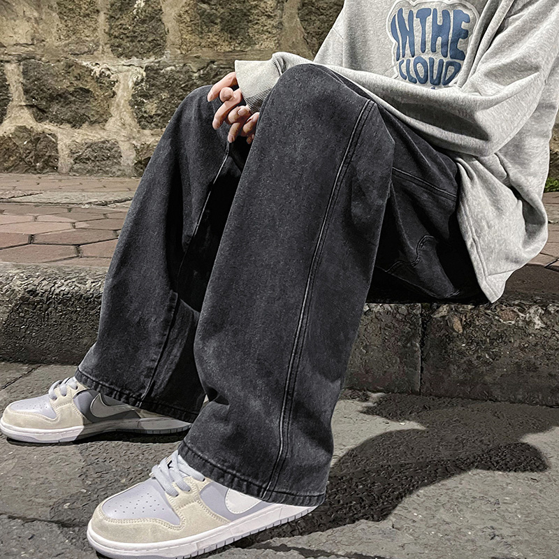 Korean Fashion Men's Baggy Jea - Men'S Fashion Grey Jeans 评论和价格