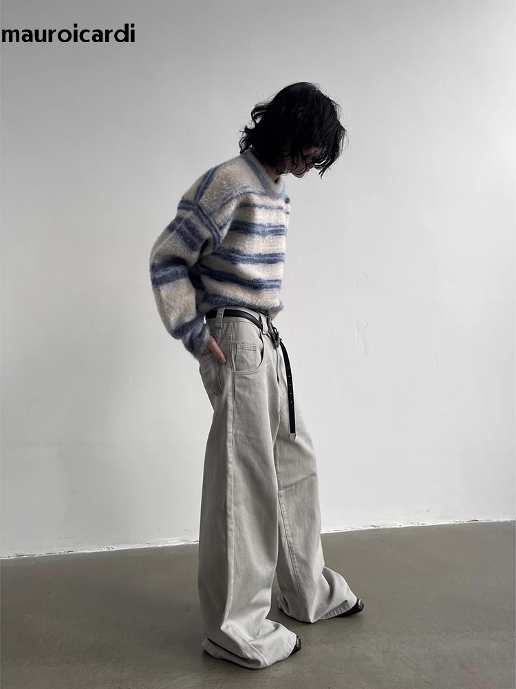 Mauroicardi Autumn Grey Flowy  - Mens Fashion Dark Grey Pants 评论和价格