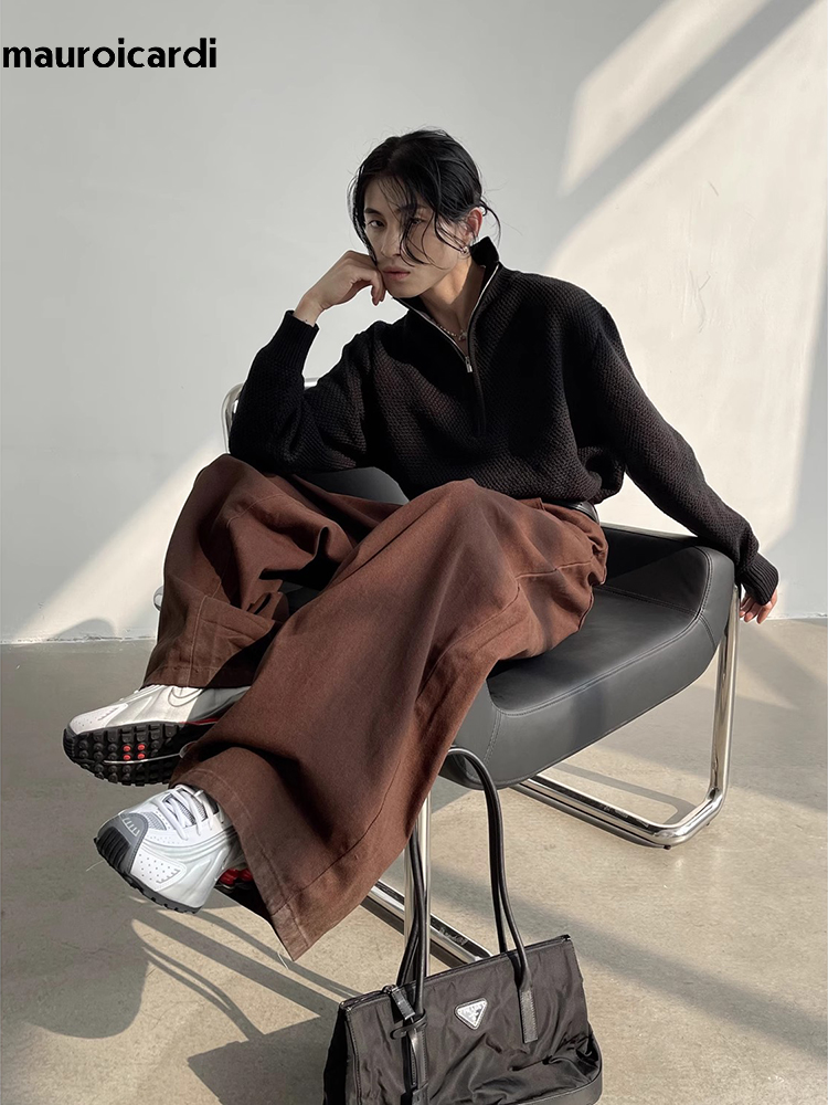 Mauroicardi Autumn Grey Flowy  - Mens Fashion Dark Grey Pants 评论和价格