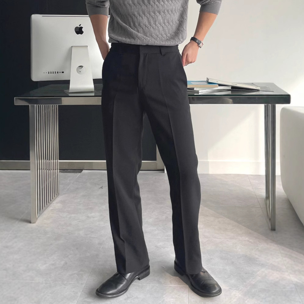 Men Black Dark Grey Solid Colo - Mens Fashion Dark Grey Pants 评论和价格