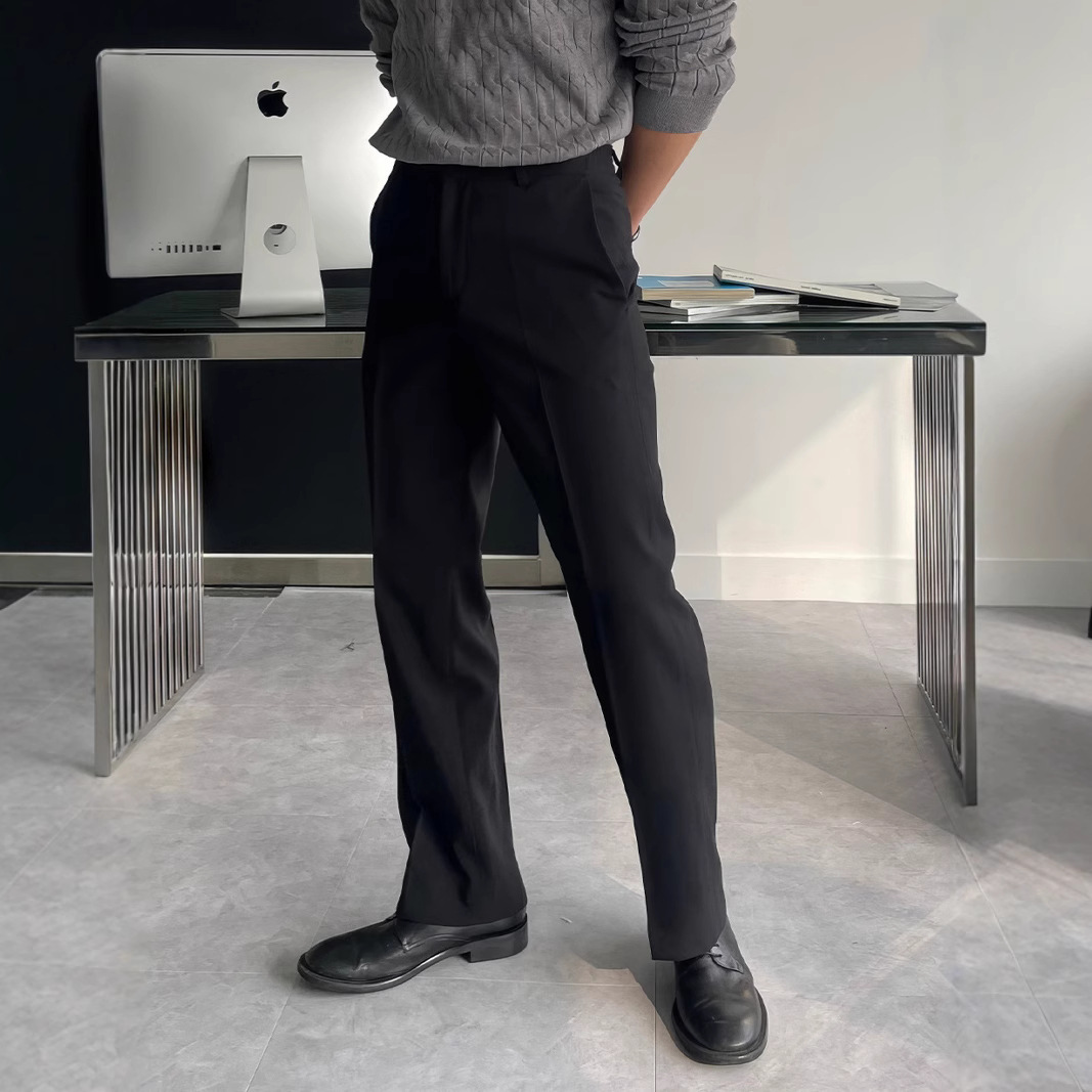 Men Black Dark Grey Solid Colo - Mens Fashion Dark Grey Pants 评论和价格