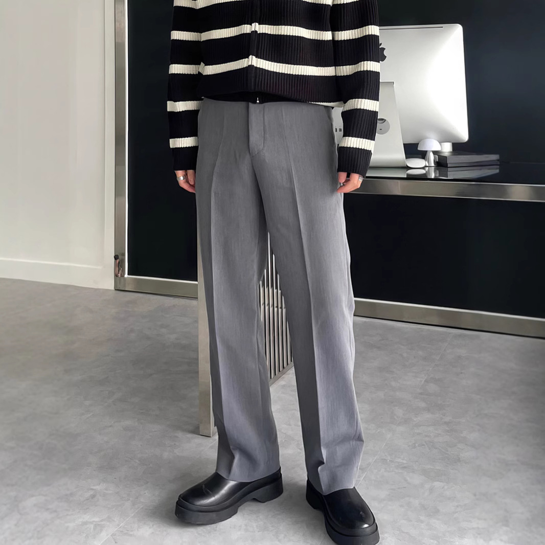 Men Black Dark Grey Solid Colo - Mens Fashion Dark Grey Pants 评论和价格