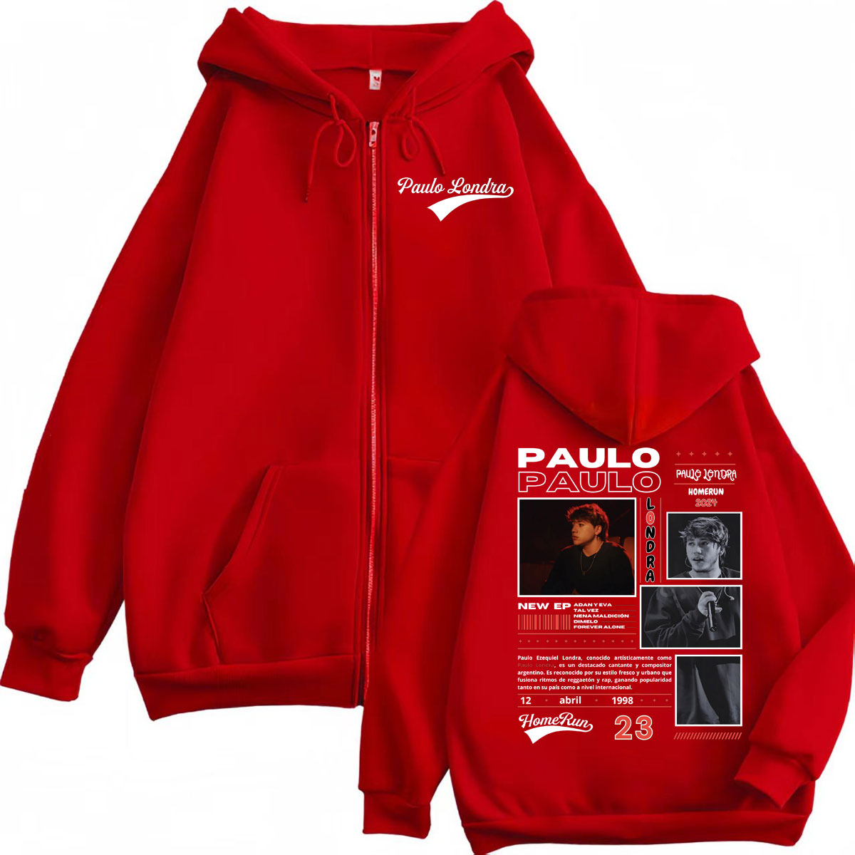 Rapper Paulo Londra Homerun Al - Mens Fashion Zip Up Hoodies 评论和价格