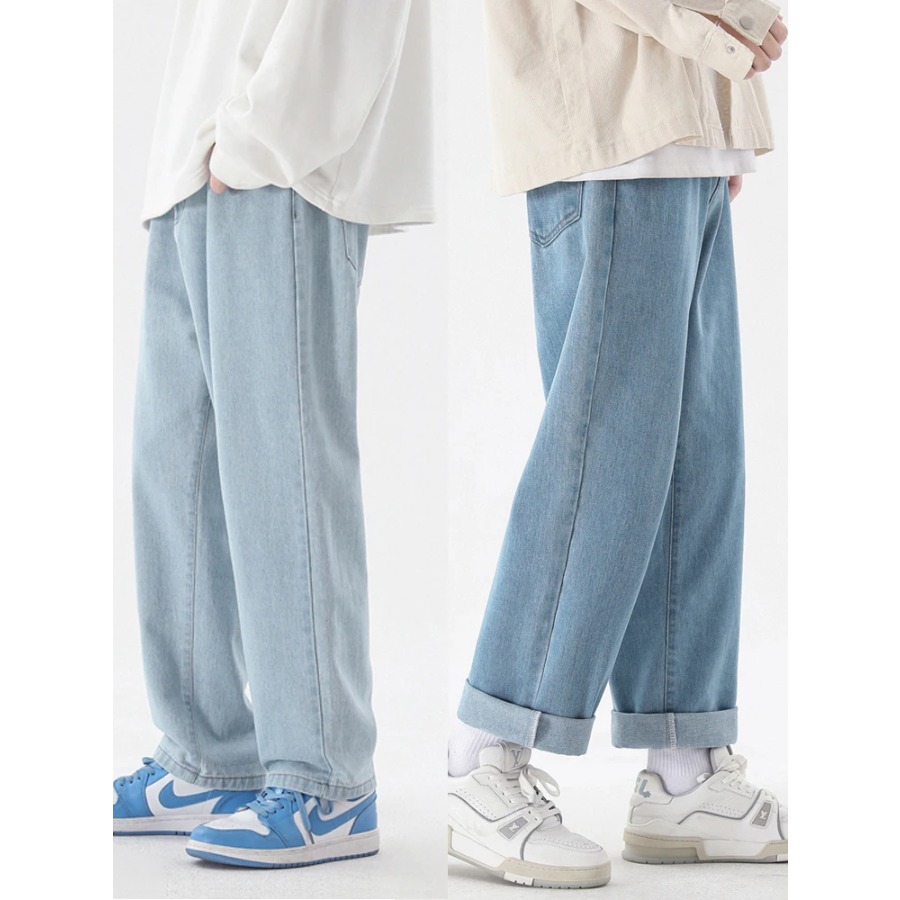 2026 New Korean Fashion Men's  - Men'S Fashion Grey Jeans 评论和价格