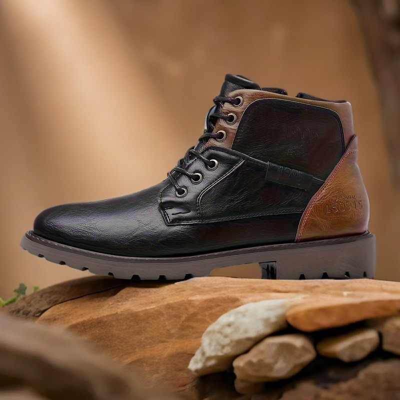 Leather Men Ankle Boots Plus S - Mens Fashion Combat Boots 评论和价格