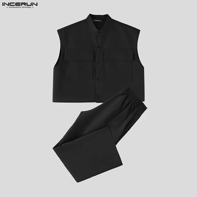 INCERUN Men Sets Solid Sleevel - Men'S Fashion Designer 评论和价格