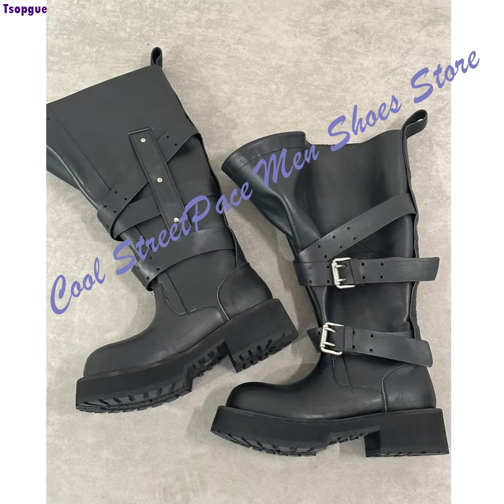 Multi Buckle Platform Ankle Co - Mens Fashion Combat Boots 评论和价格