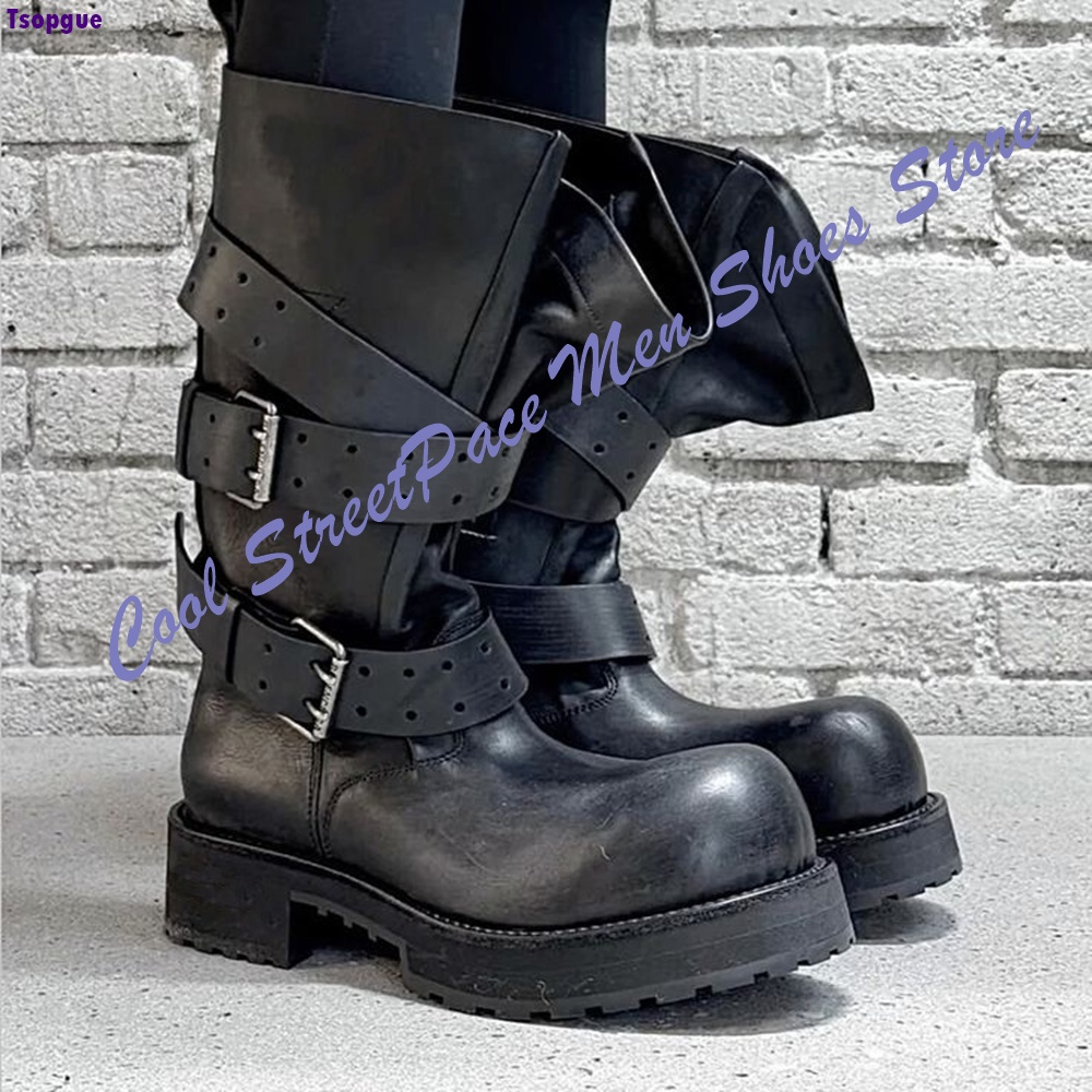 Multi Buckle Platform Ankle Co - Mens Fashion Combat Boots 评论和价格