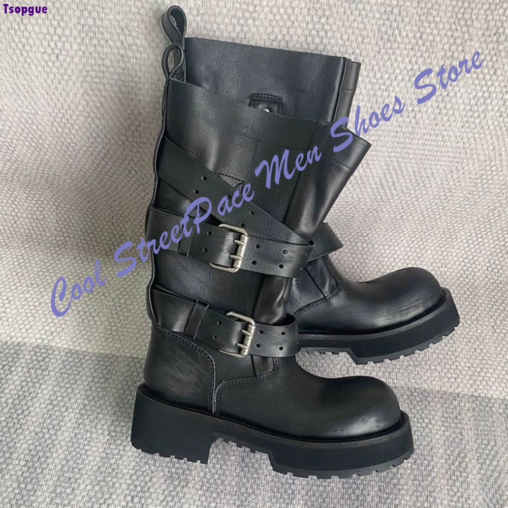 Multi Buckle Platform Ankle Co - Mens Fashion Combat Boots 评论和价格