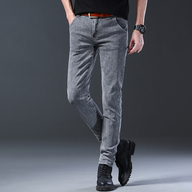 Men's Slim Elastic Grey Jeans  - Men'S Fashion Grey Jeans 评论和价格