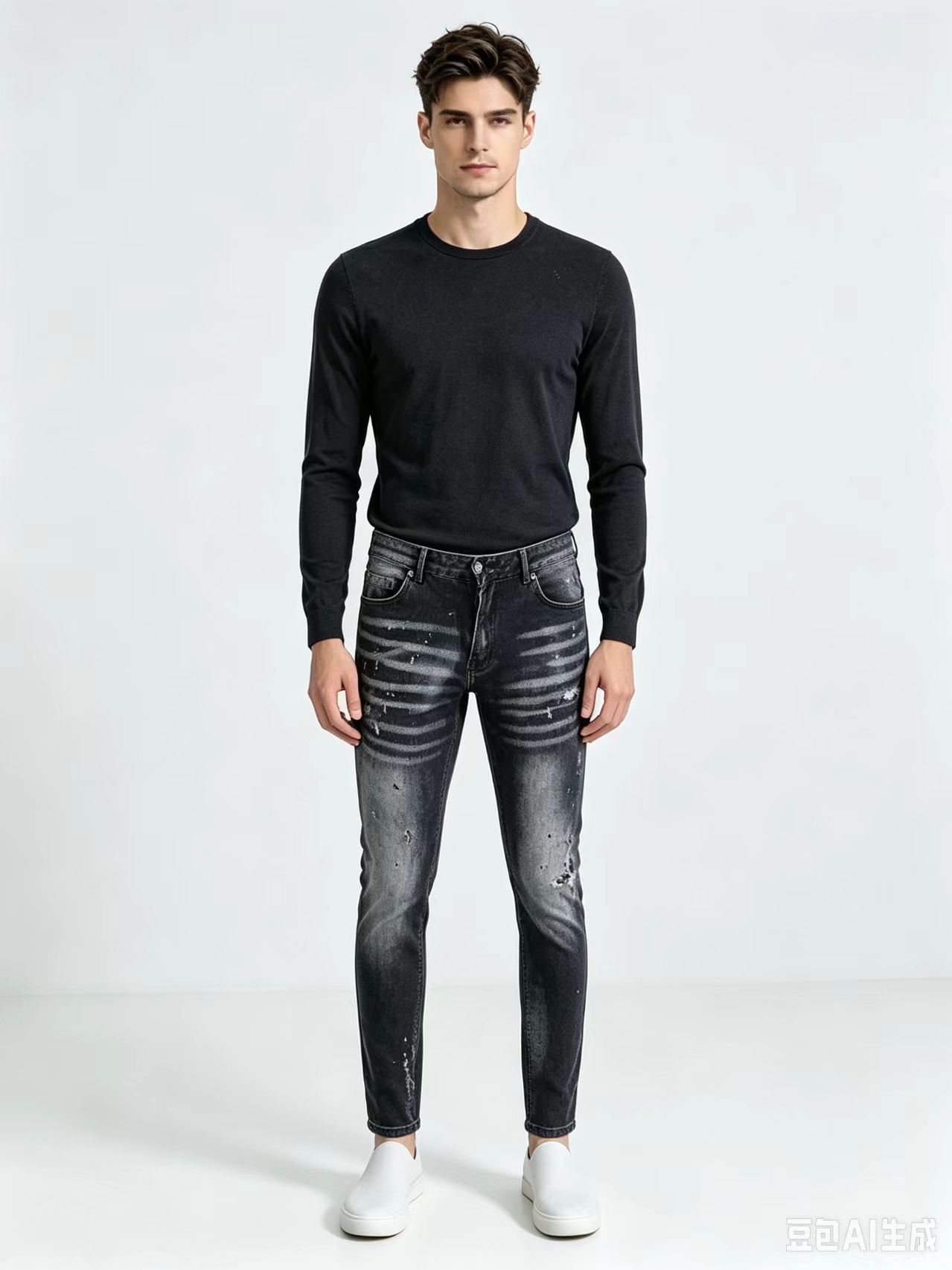 Men's High Street Hip Hop Graf - Men'S Fashion Grey Jeans 评论和价格