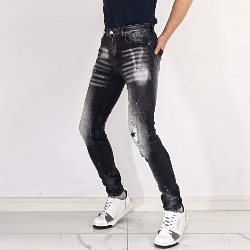 Men's High Street Hip Hop Graf - Men'S Fashion Grey Jeans 评论和价格