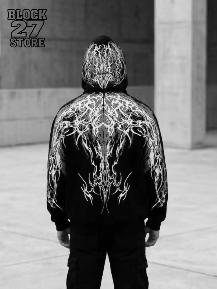 Mens Hoodie Harajuku Y2K Stree - Mens Fashion Zip Up Hoodies 评论和价格