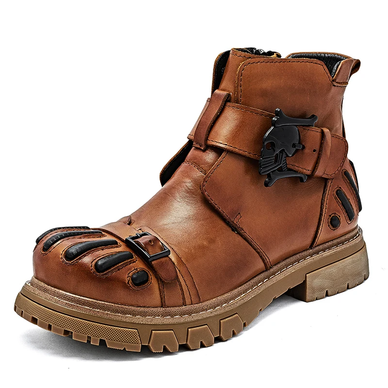 New Fashion Men's Genuine Leat - Mens Fashion Combat Boots 评论和价格