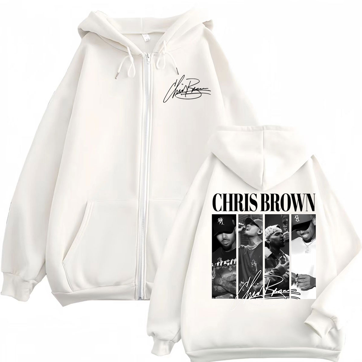 Rapper Chris Brown Graphic Zip - Mens Fashion Zip Up Hoodies 评论和价格