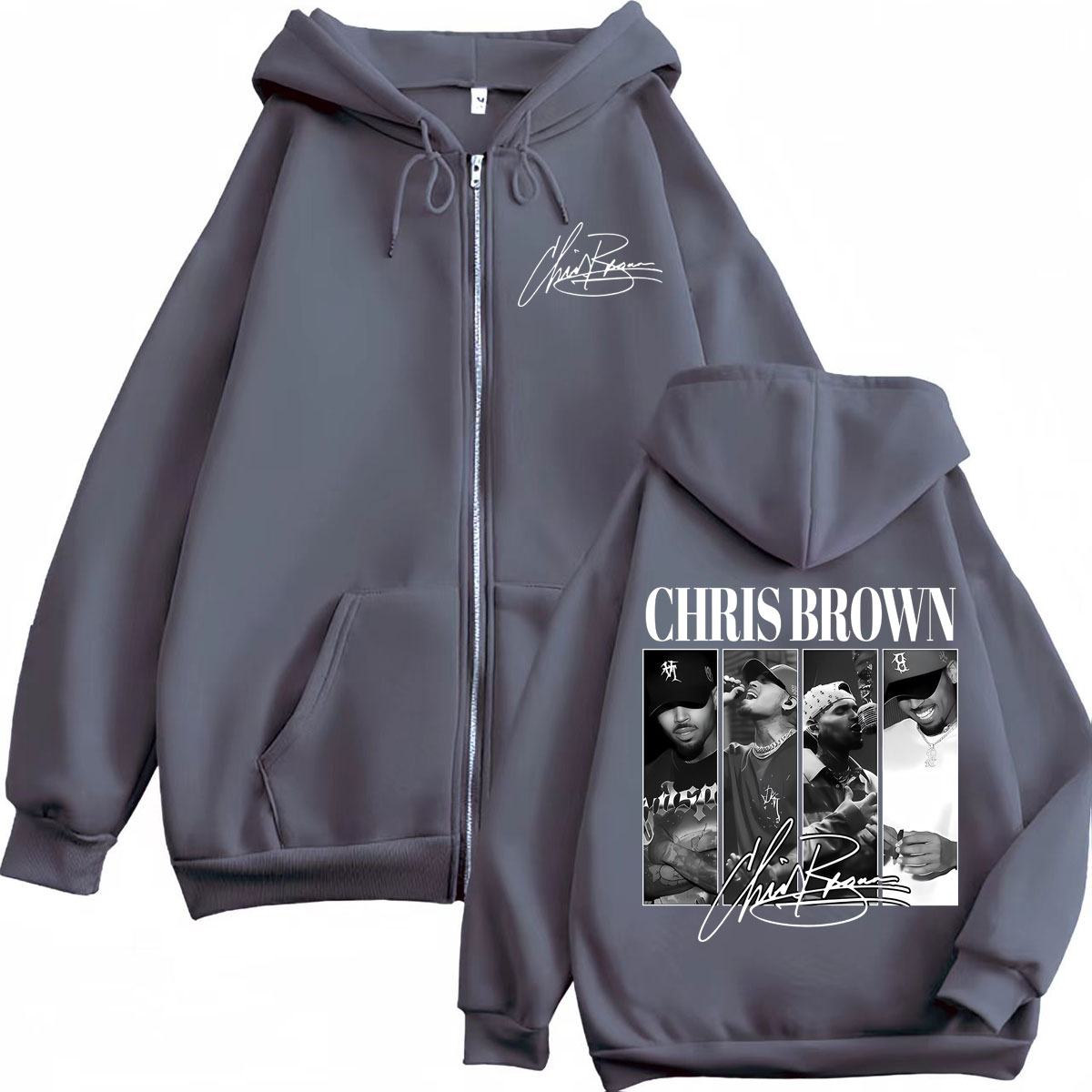 Rapper Chris Brown Graphic Zip - Mens Fashion Zip Up Hoodies 评论和价格