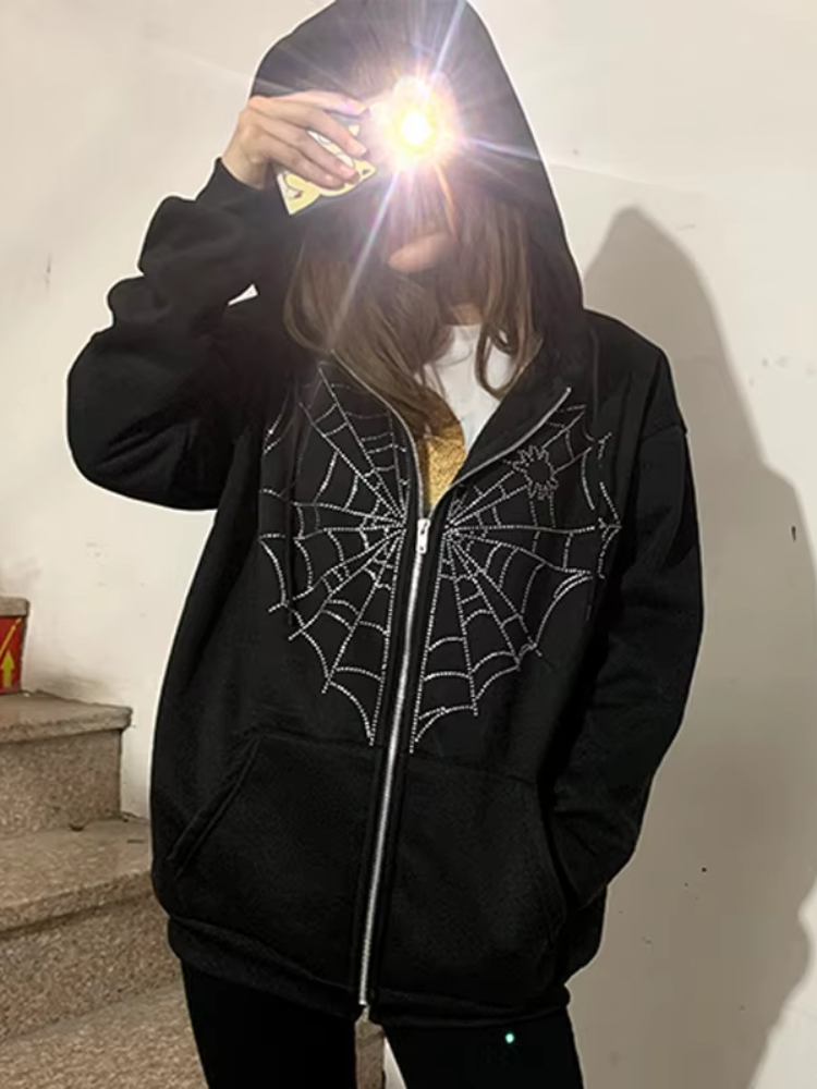 Punk Y2K Oversized Zip Up Hood - Mens Fashion Zip Up Hoodies 评论和价格