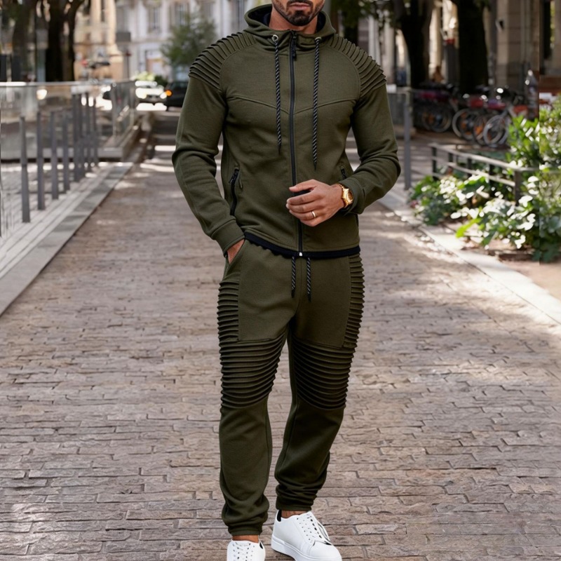 Men's Pleated Detail Full Zip  - Jogger Sweatpants Men 评论和价格