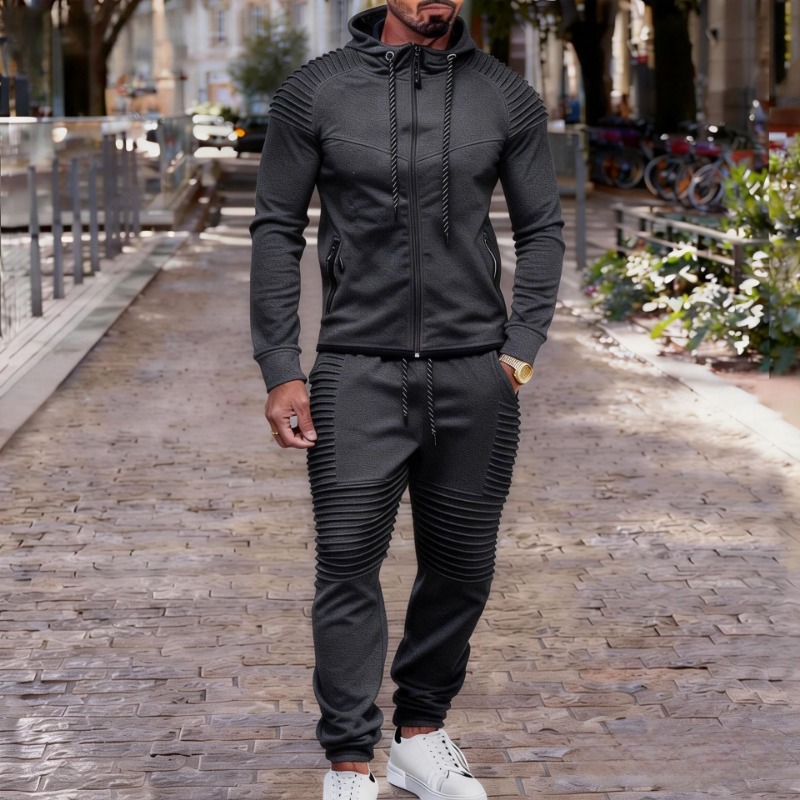 Men's Pleated Detail Full Zip  - Jogger Sweatpants Men 评论和价格