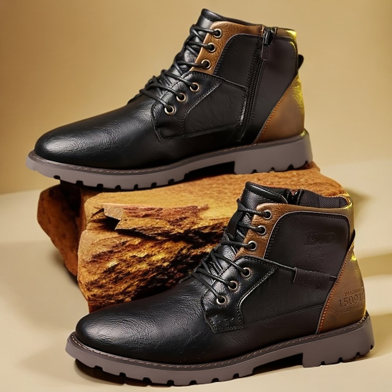 2026 Leather Men Ankle Boots P - Mens Fashion Combat Boots 评论和价格