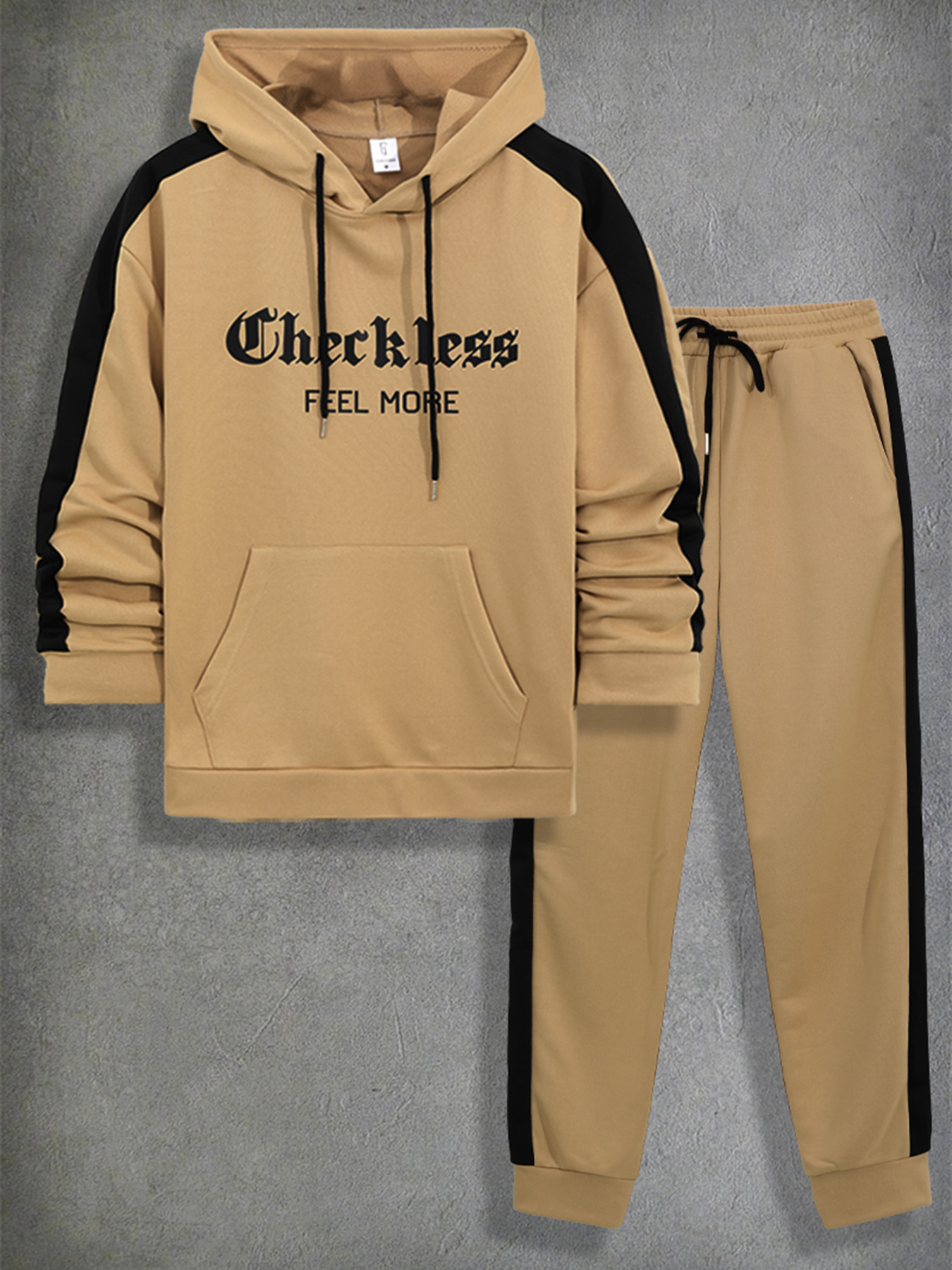 Men's Casual Two-Piece Set Kha - Jogger Sweatpants Men 评论和价格