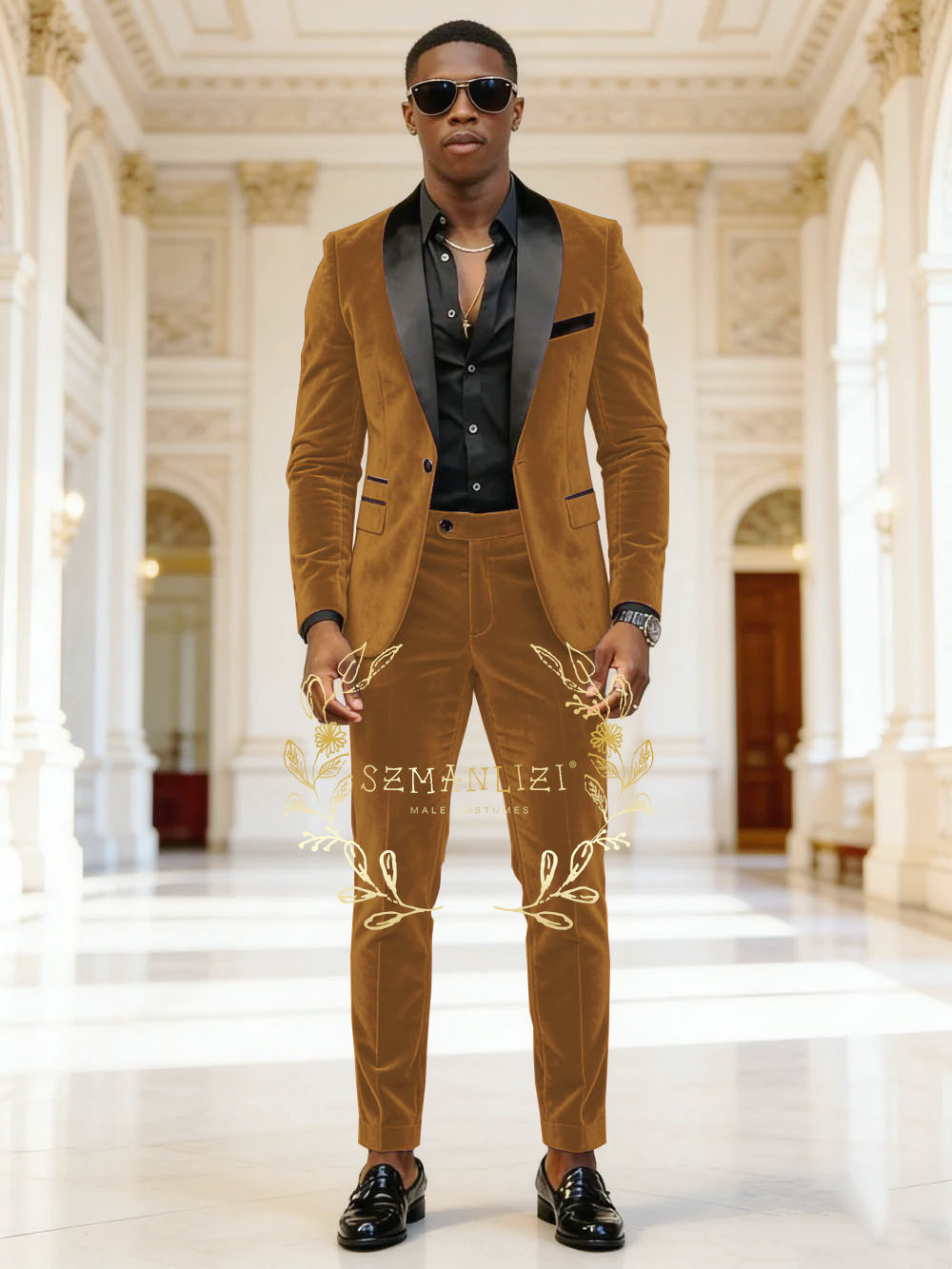 Dark Grey Velvet 2 Pieces Men  - Mens Fashion Dark Grey Pants 评论和价格