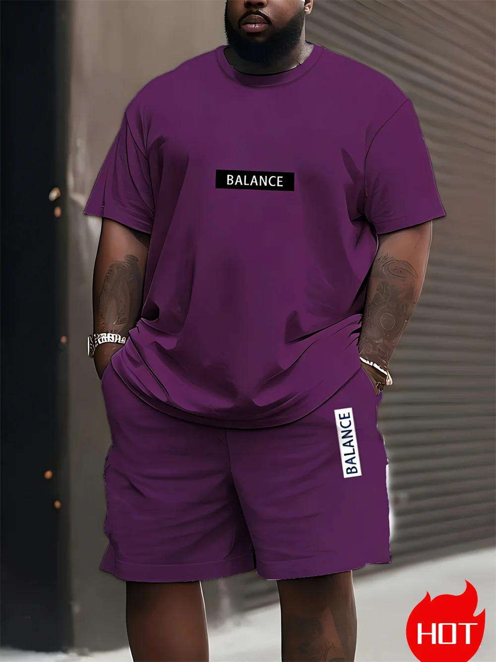 Men's Plus Size T-shirt Set Su - Men'S Fashion Plus 评论和价格
