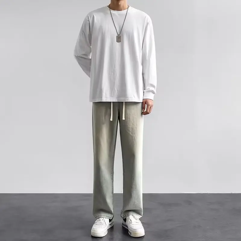 Korean Style Streetwear New Fa - Men'S Fashion Grey Jeans 评论和价格