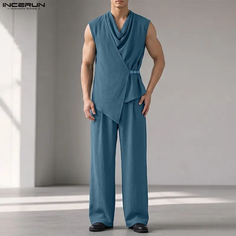 INCERUN Men Sets Solid Color S - Track Suit Men 评论和价格