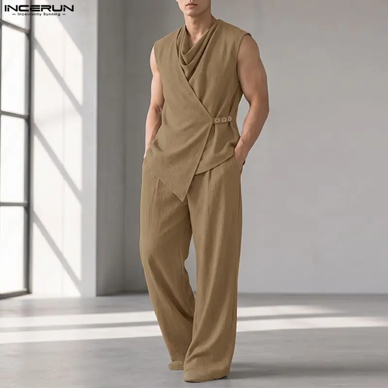 INCERUN Men Sets Solid Color S - Track Suit Men 评论和价格