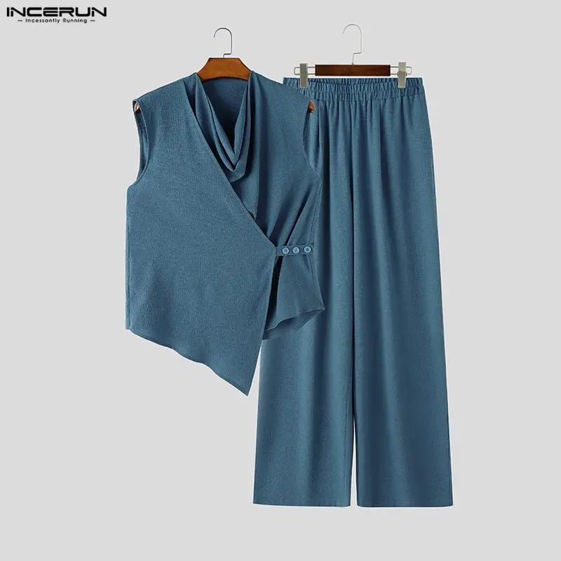 INCERUN Men Sets Solid Color S - Track Suit Men 评论和价格