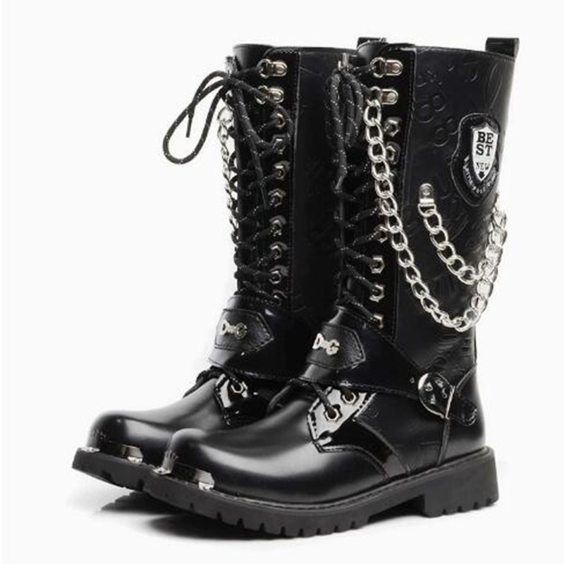 Fashion Men Motorcycle Boots M - Mens Fashion Combat Boots 评论和价格