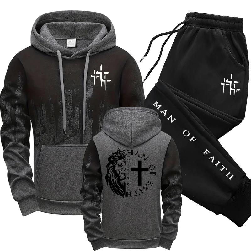 Man of Faith Pattern Men's Set - Jogger Sweatpants Men 评论和价格