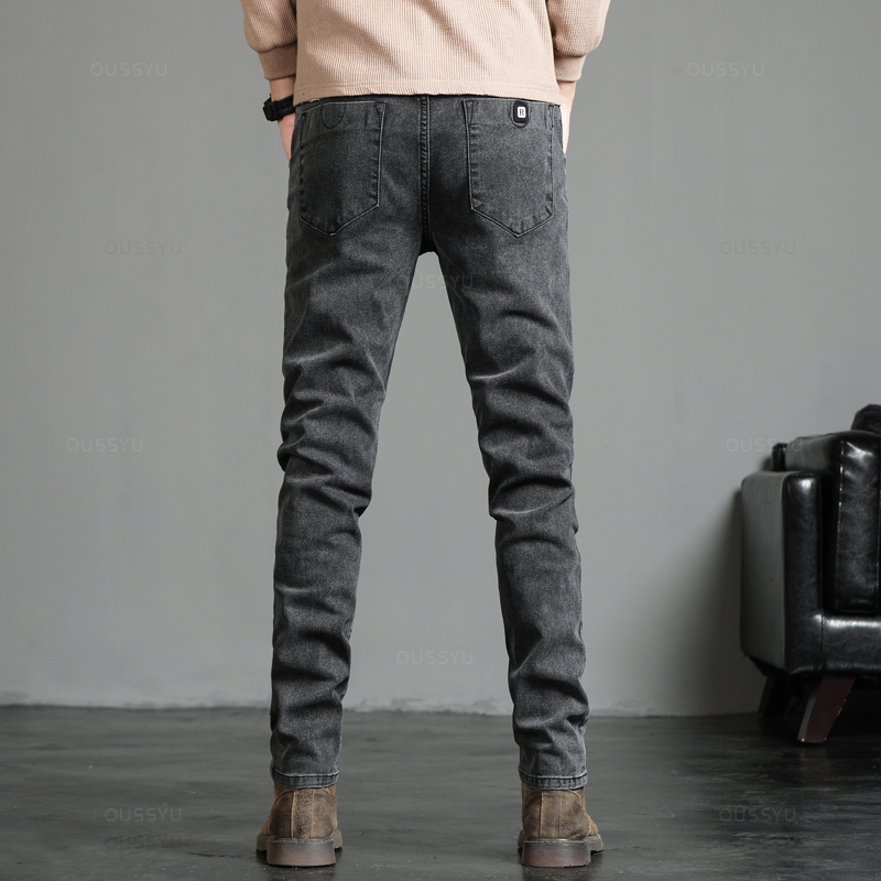 Autumn Winter Cotton Men's Cla - Men'S Fashion Grey Jeans 评论和价格