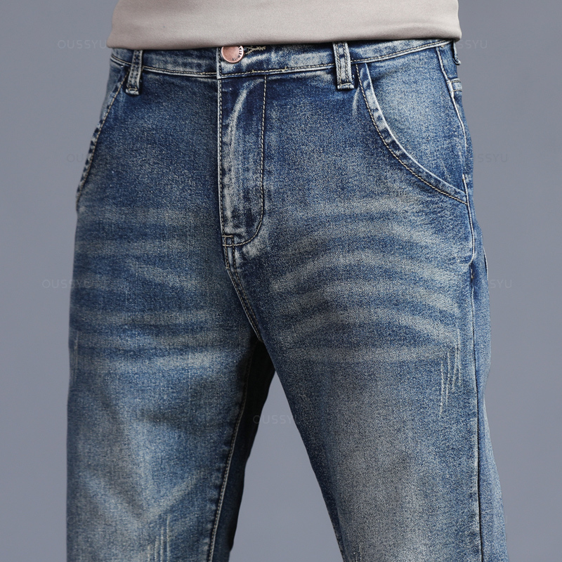 Autumn Winter Cotton Men's Cla - Men'S Fashion Grey Jeans 评论和价格