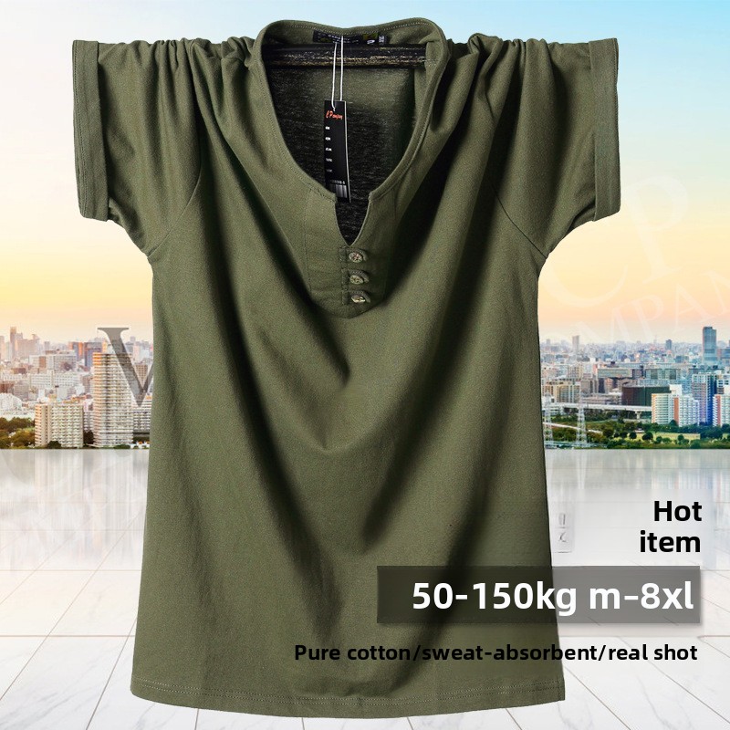 QICHE Heavy Cotton V Neck Tee  - Men'S Fashion For Big Guys 评论和价格