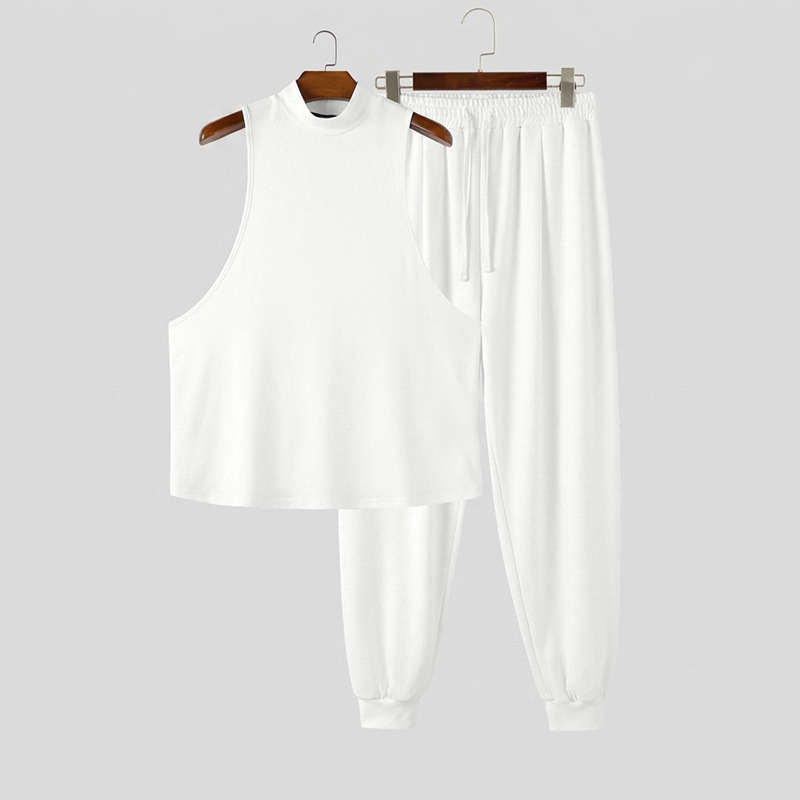 INCERUN Men Sets Solid Color T - Track Suit Men 评论和价格