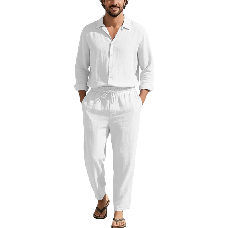 Spring Summer Linen Casual Set - Linen Shirt Summer 评论和价格
