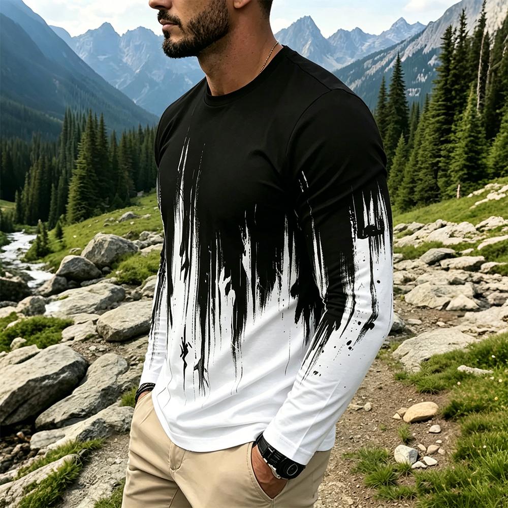 Men's Gradient Ink Splash Long - Men'S Fashion For Summer 评论和价格