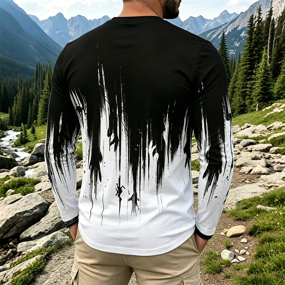 Men's Gradient Ink Splash Long - Men'S Fashion For Summer 评论和价格