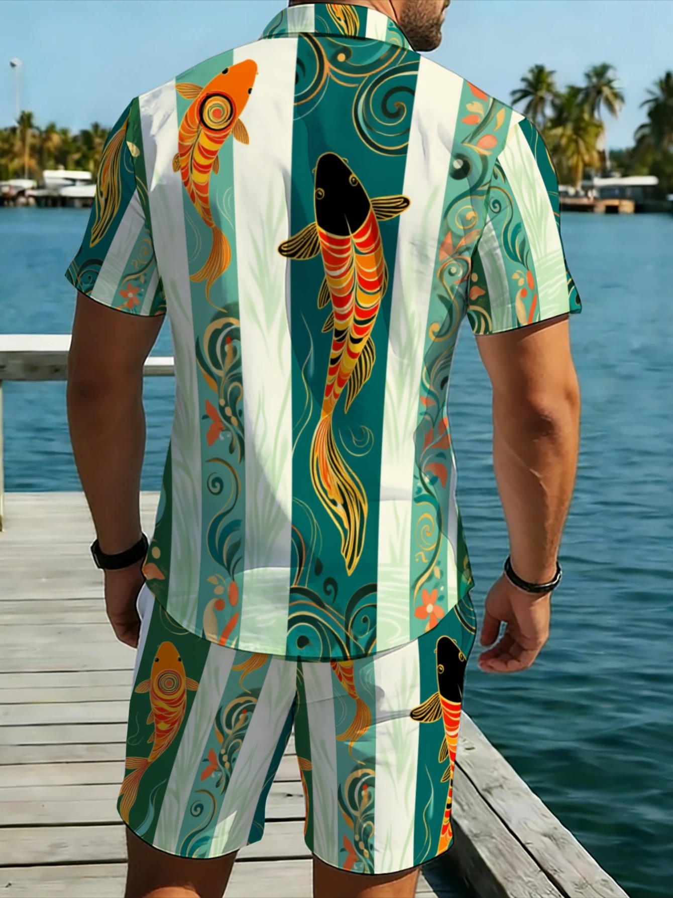 Traditional Lucky Fish Graphic - Track Suit Men 评论和价格
