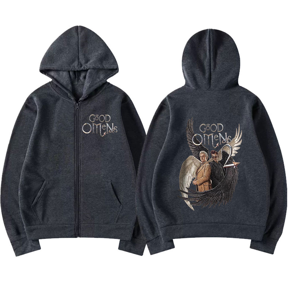 Good Omens Zipper Hoodies Men  - Mens Fashion Zip Up Hoodies 评论和价格