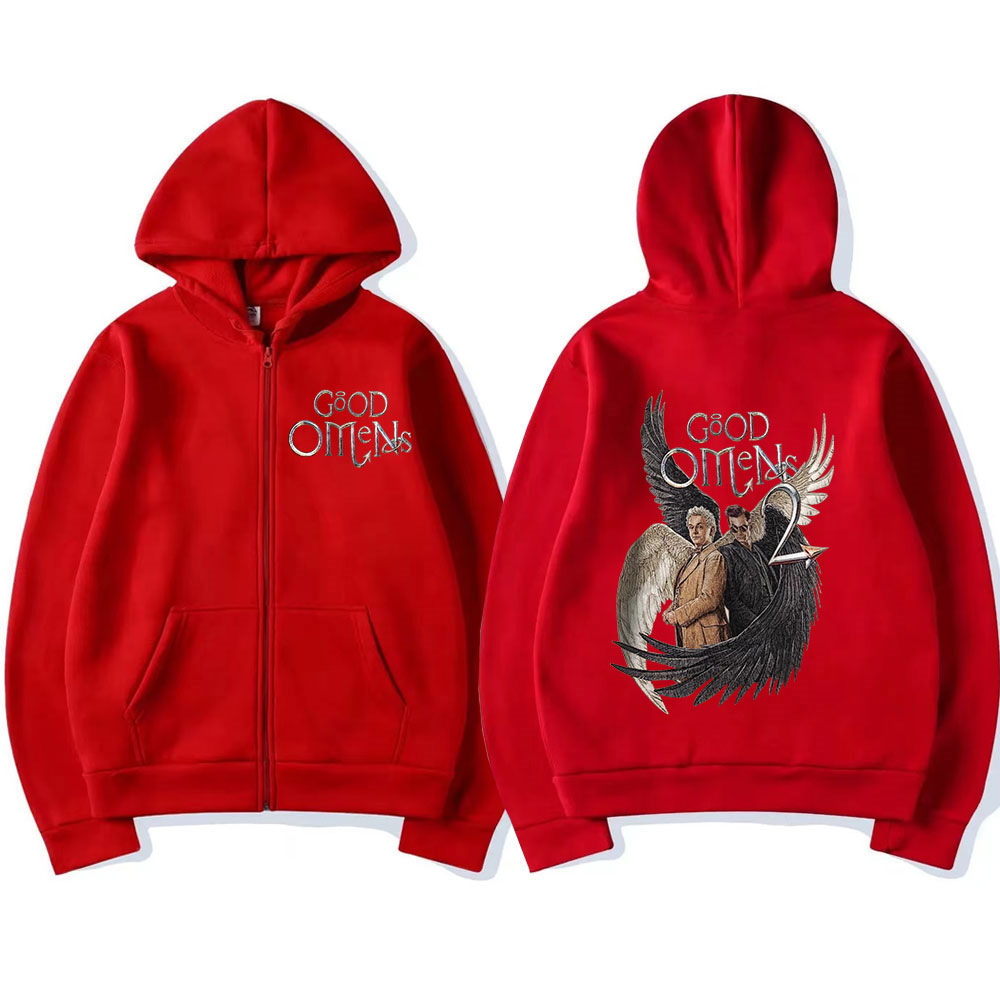 Good Omens Zipper Hoodies Men  - Mens Fashion Zip Up Hoodies 评论和价格