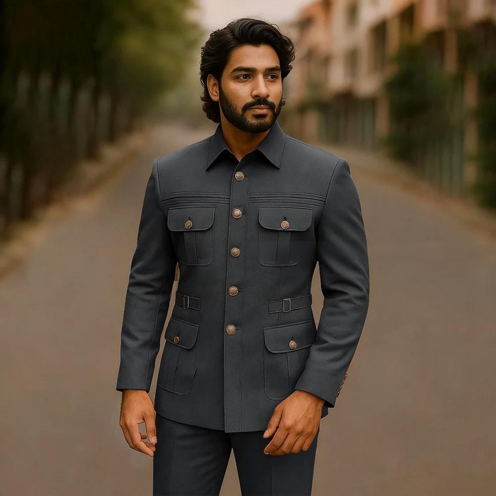 Fashion Dark Grey Men Suits El - Mens Fashion Dark Grey Pants 评论和价格